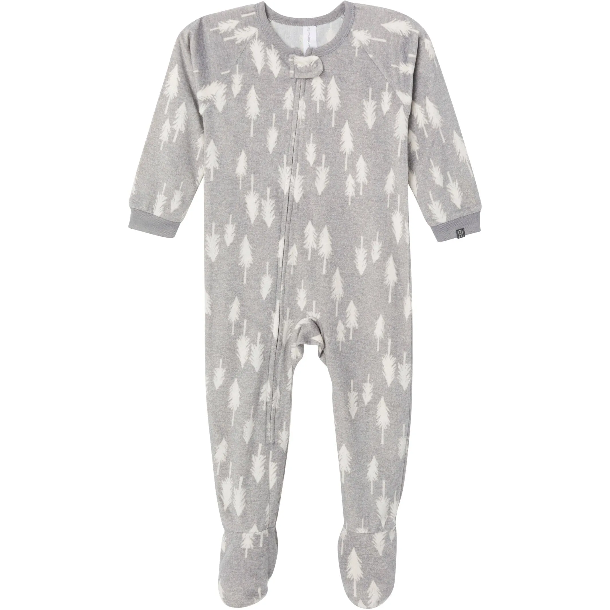 Infant and Toddler Neutral Grey Heather Trees Footed Fleece Pajamas Gerber Childrenswea