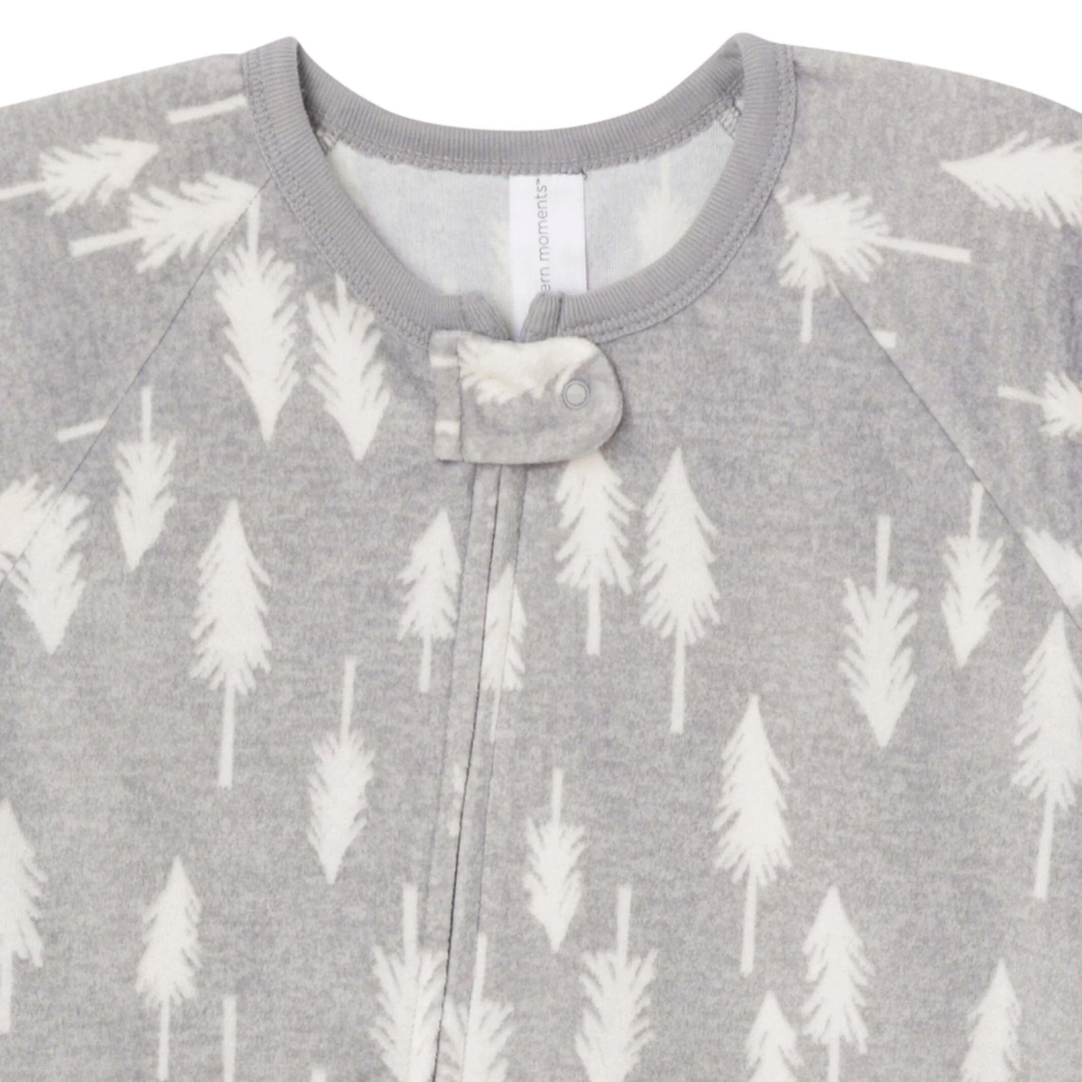 Infant and Toddler Neutral Grey Heather Trees Footed Fleece Pajamas Gerber Childrenswea