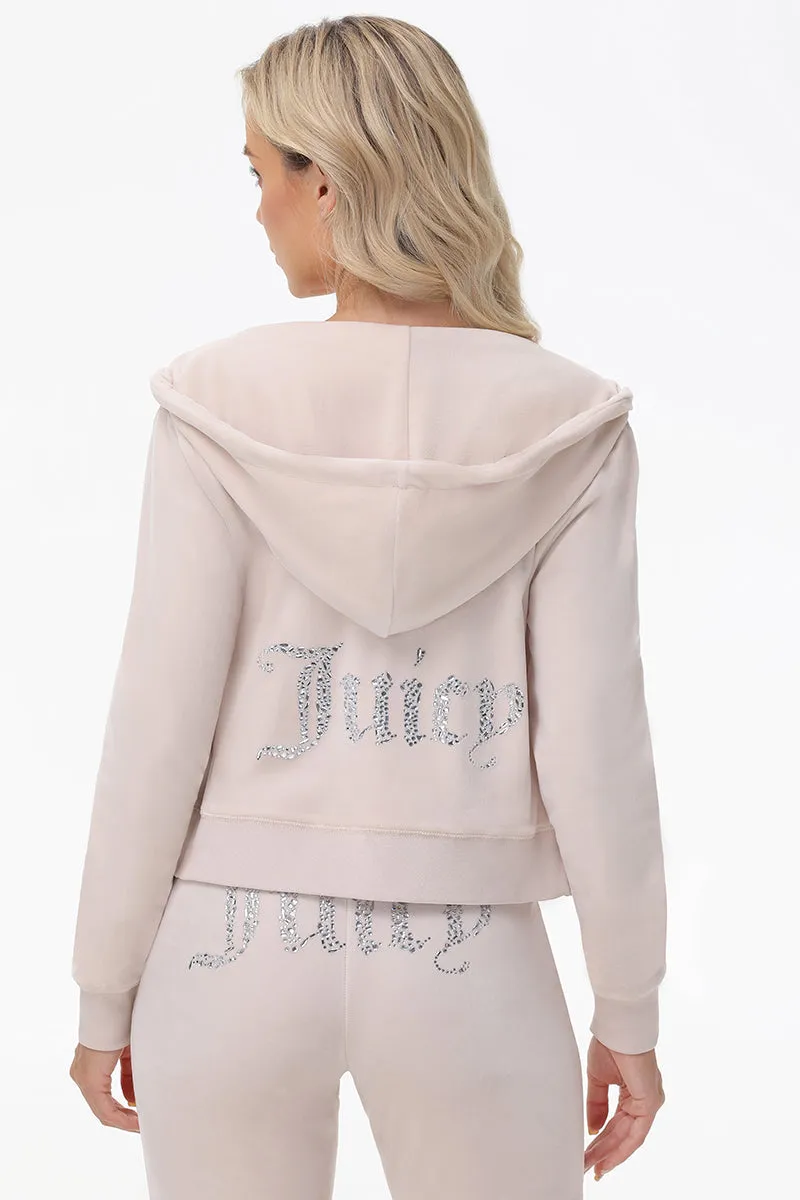 Mixed Crystals Velour Hoodie by Juicy Couture