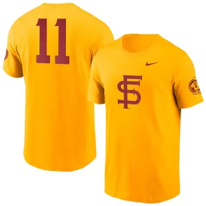 Nike Men's Vault Interlocking FS Mike Martin Baseball Design Short Sleeve T-shirt - Gold