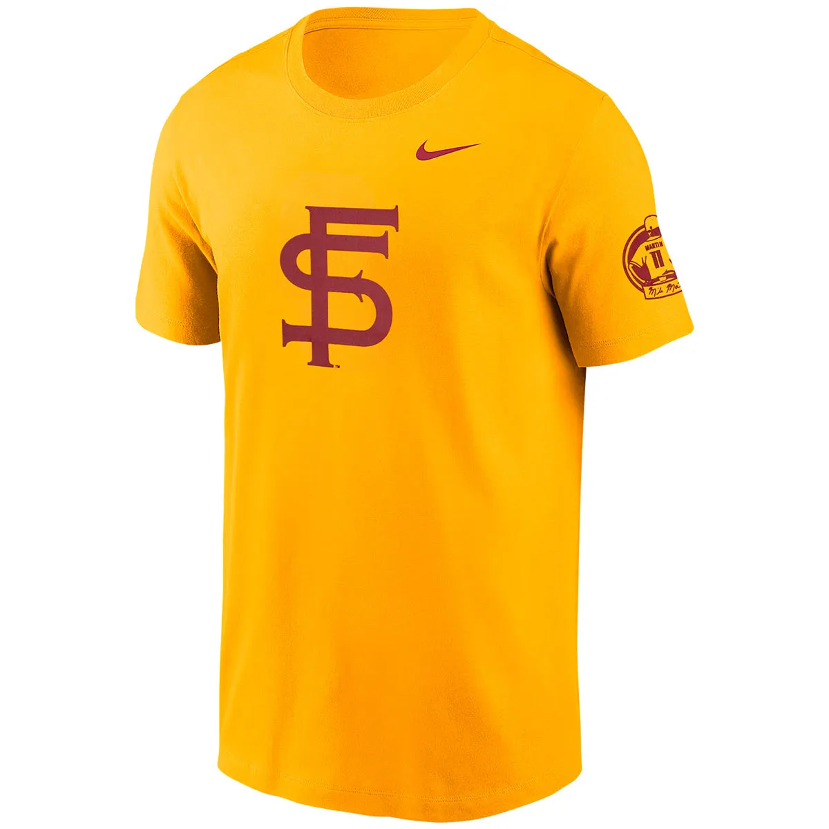 Nike Men's Vault Interlocking FS Mike Martin Baseball Design Short Sleeve T-shirt - Gold