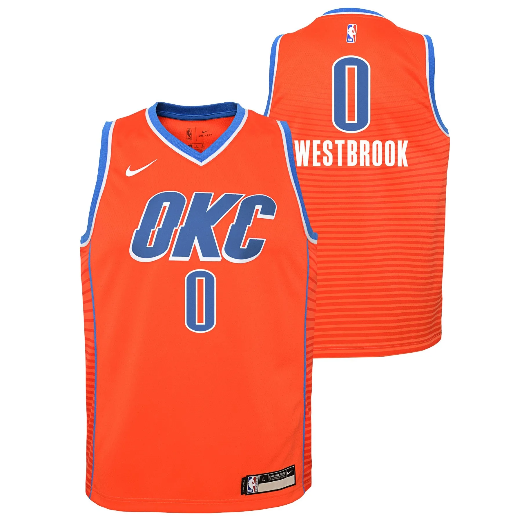 Nike NBA Boys Youth (8-20) Oklahoma City Thunder Russell Westbrook #0 Swingman Statement Jersey, Orange