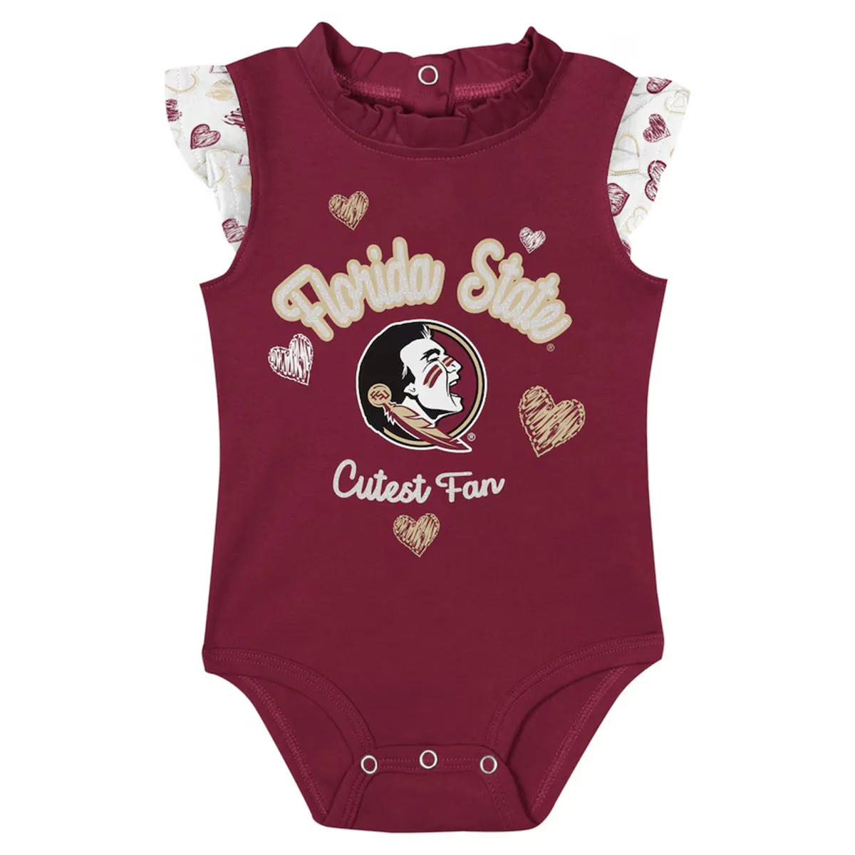 Outerstuff Infant Girl's Florida State Cutest Fan Heart Design Creeper Set  - Garnet/White