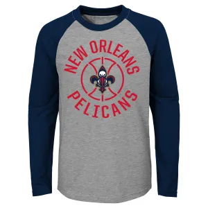 Outerstuff NBA Youth Boys New Orleans Pelicans Fadeaway Raglan Long Sleeve Tee