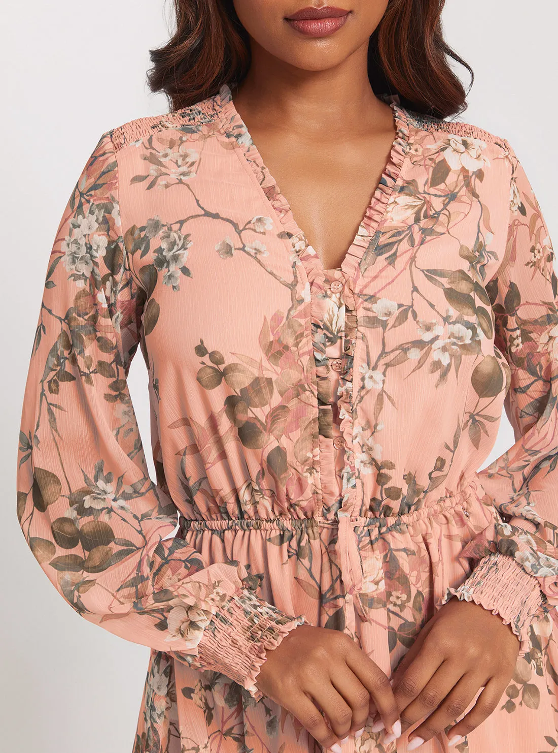 Pink Floral Vanessa Flare Dress Guess