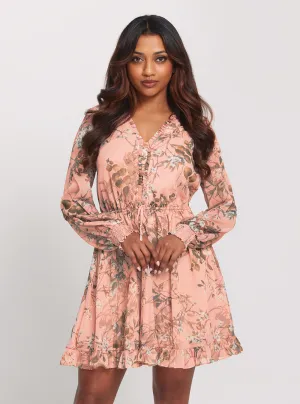 Pink Floral Vanessa Flare Dress Guess