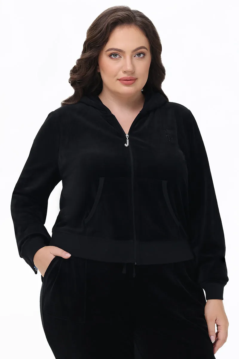 Plus-Size Heritage Cotton Velour Hoodie by Juicy Couture