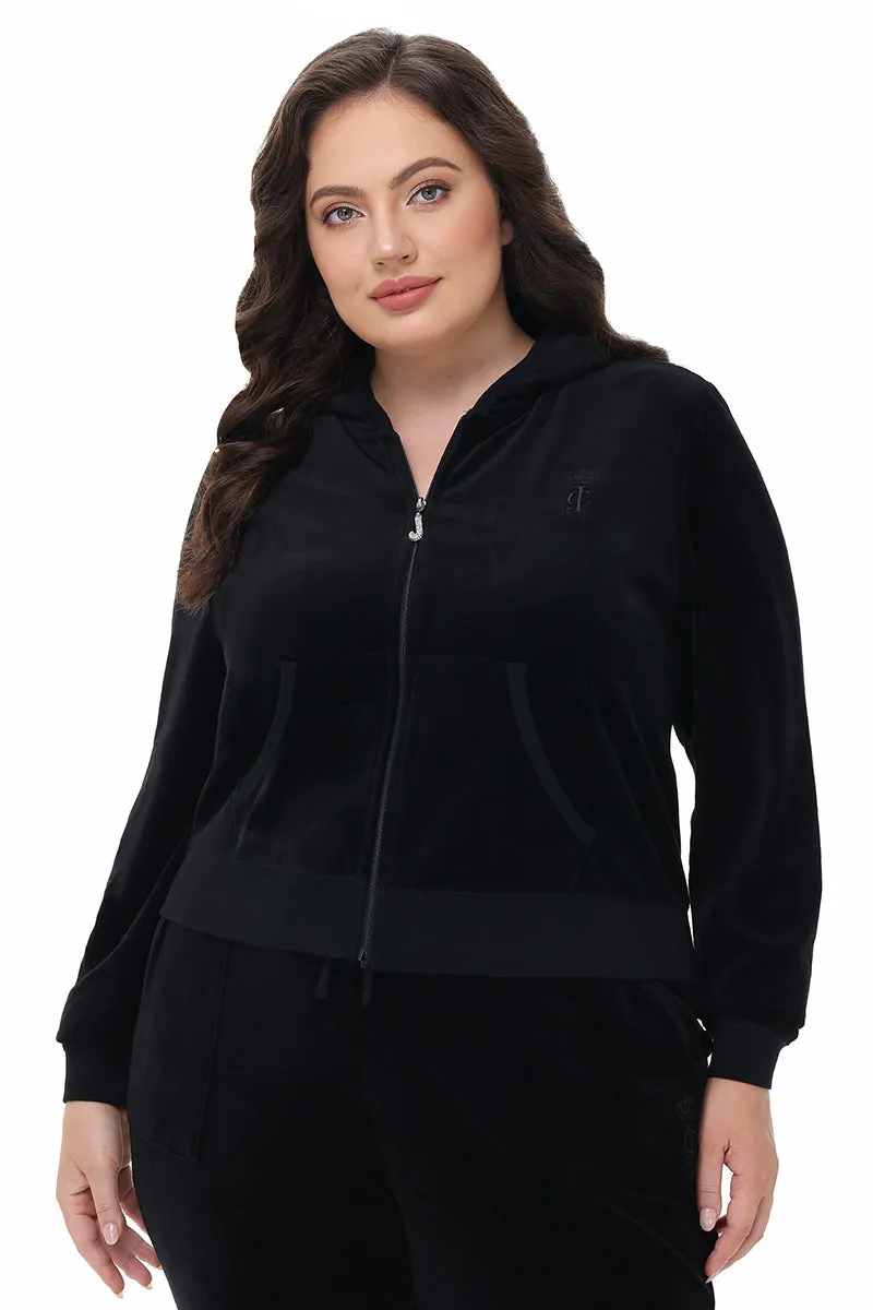 Plus-Size Heritage Cotton Velour Hoodie by Juicy Couture
