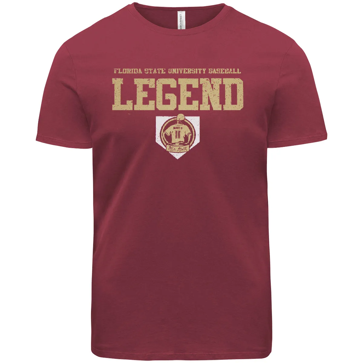 Ragz Men's Florida State University Mike Martin Legend Design Short Sleeve T-shirt - Garnet