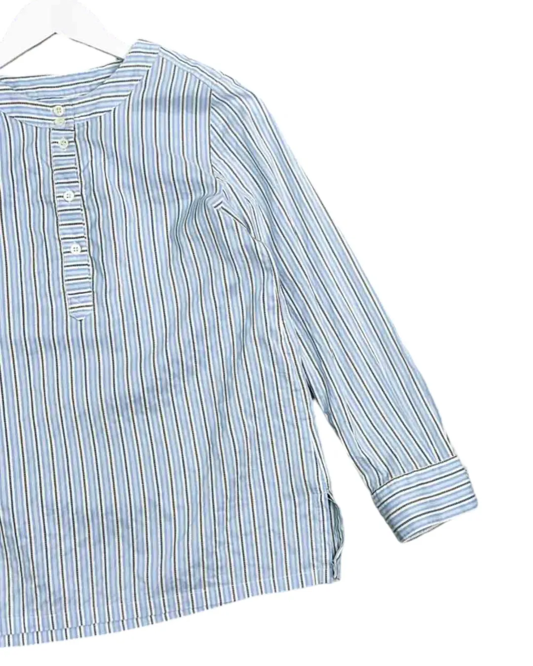 Size 34 (XS) | A.P.C. Blue and White Silk Blend Stripe Top