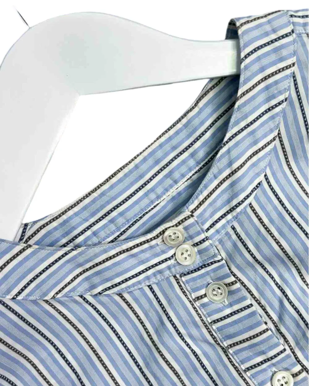 Size 34 (XS) | A.P.C. Blue and White Silk Blend Stripe Top