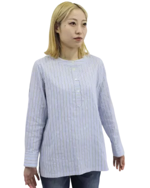 Size 34 (XS) | A.P.C. Blue and White Silk Blend Stripe Top