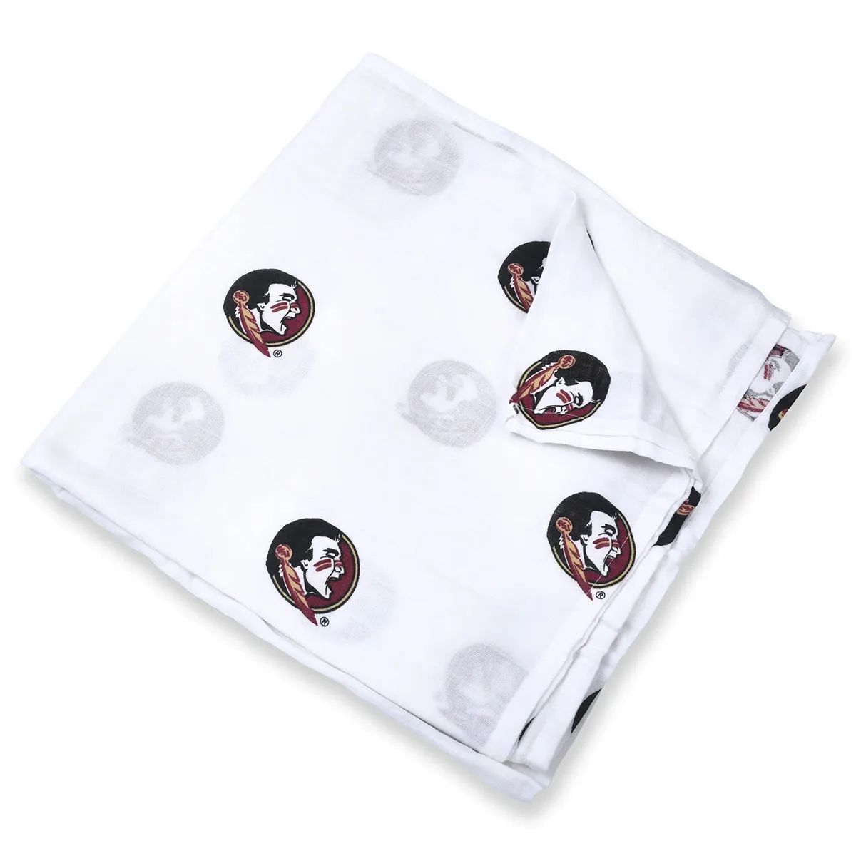 Three Little Anchors Seminole Logo Design Cotton Swaddle - White