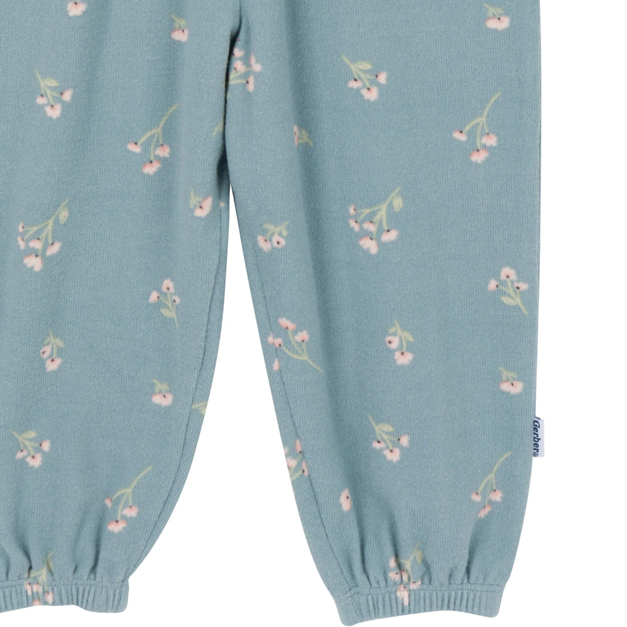 Toddler Girls Blue Floral Hacci Jumpsuit Gerber Childrenswea