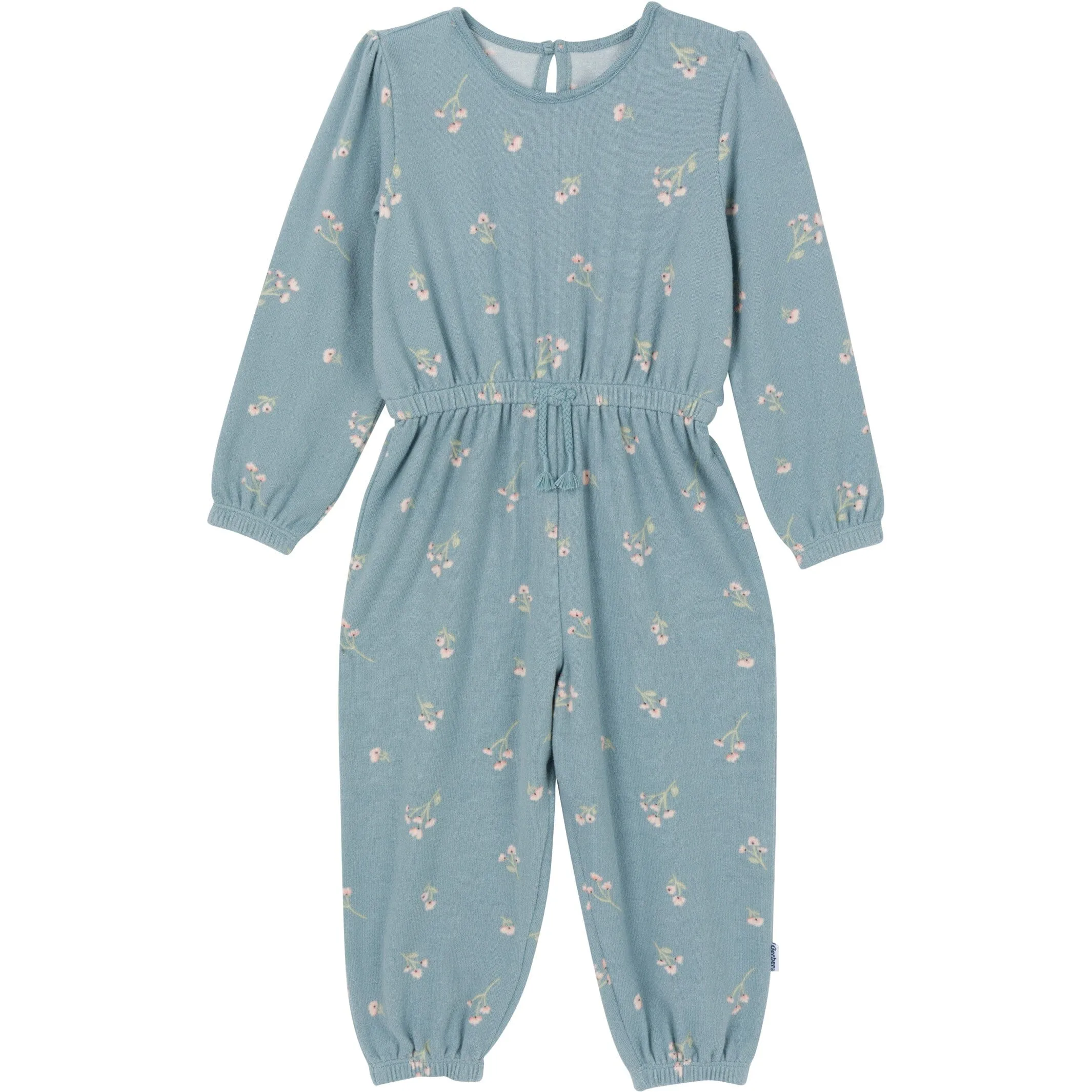 Toddler Girls Blue Floral Hacci Jumpsuit Gerber Childrenswea