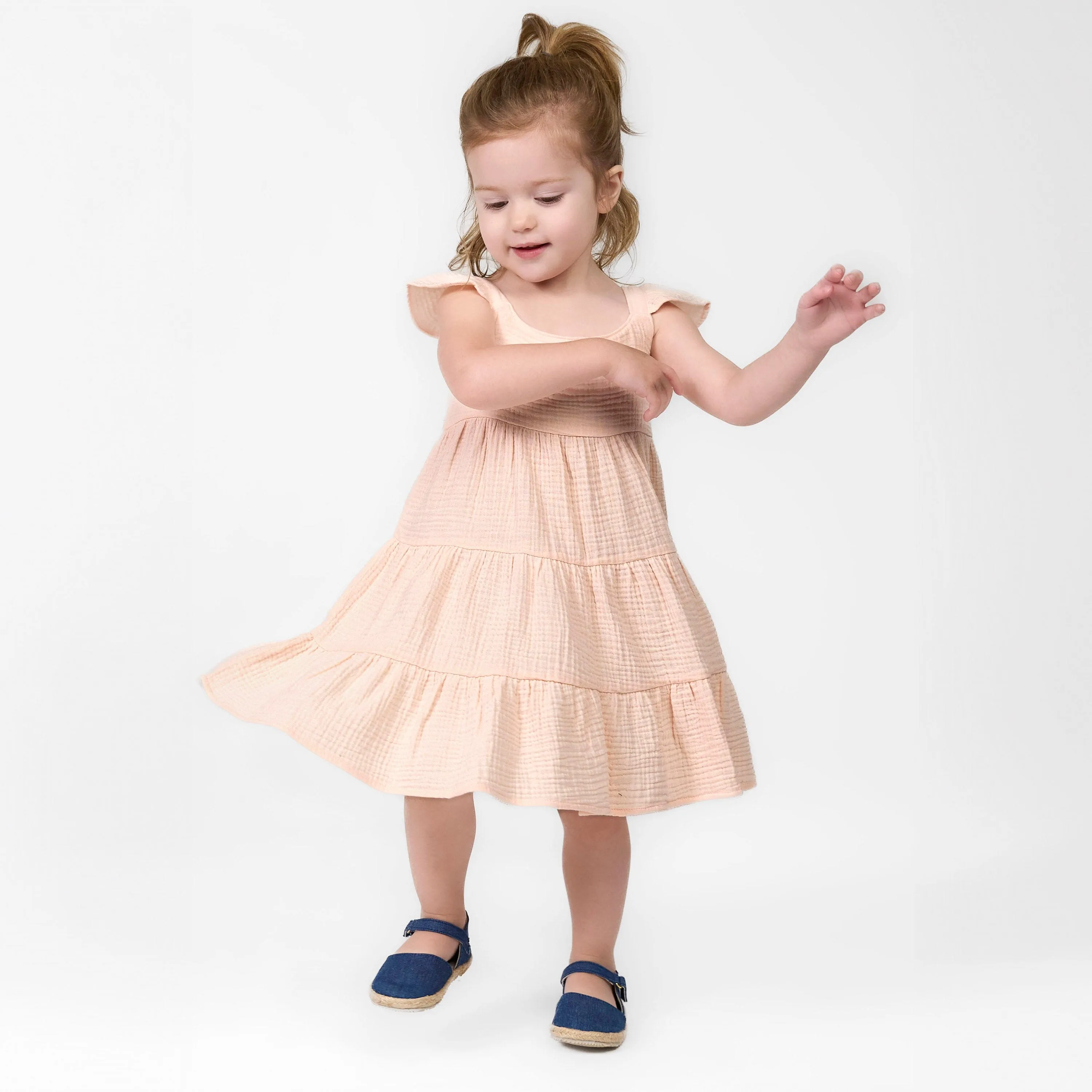 Toddler Girls Blush Tiered Cotton Gauze Dress Gerber Childrenswea