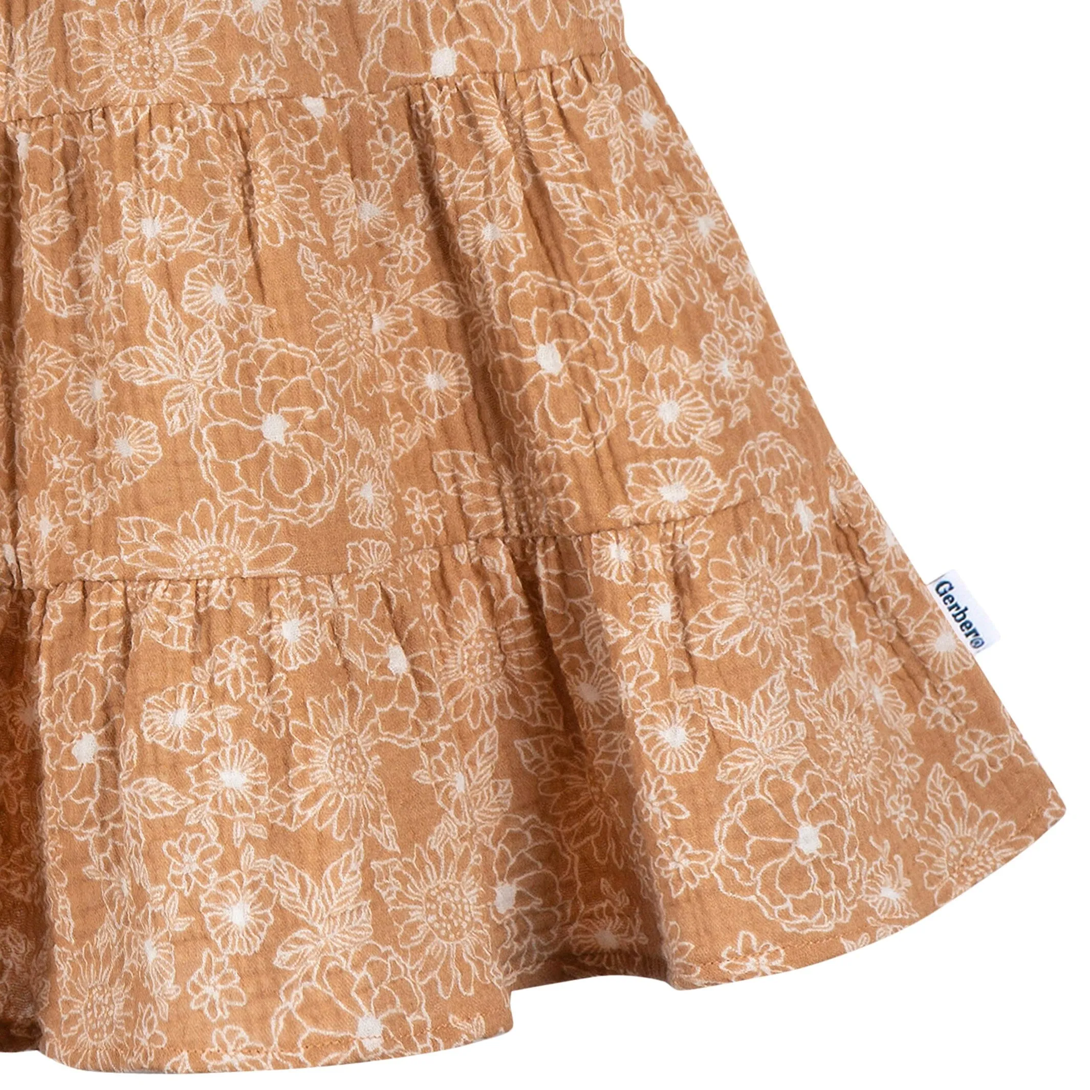 Toddler Girls Groovy Floral Tiered Cotton Gauze Dress Gerber Childrenswea