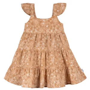Toddler Girls Groovy Floral Tiered Cotton Gauze Dress Gerber Childrenswea