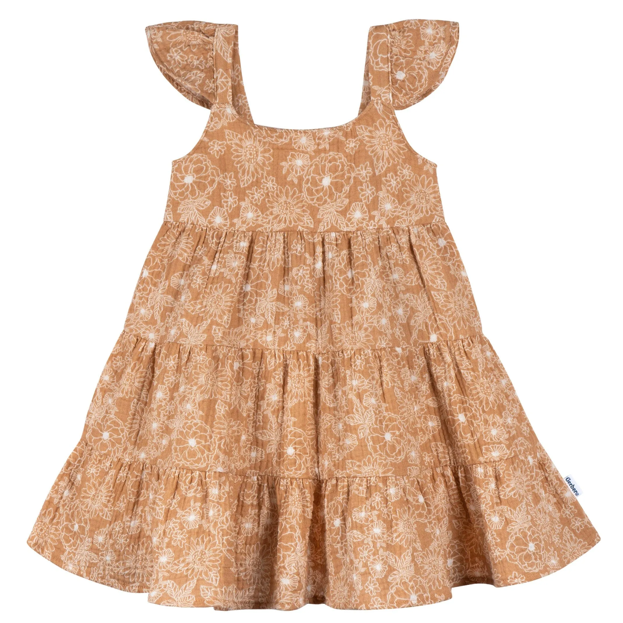 Toddler Girls Groovy Floral Tiered Cotton Gauze Dress Gerber Childrenswea