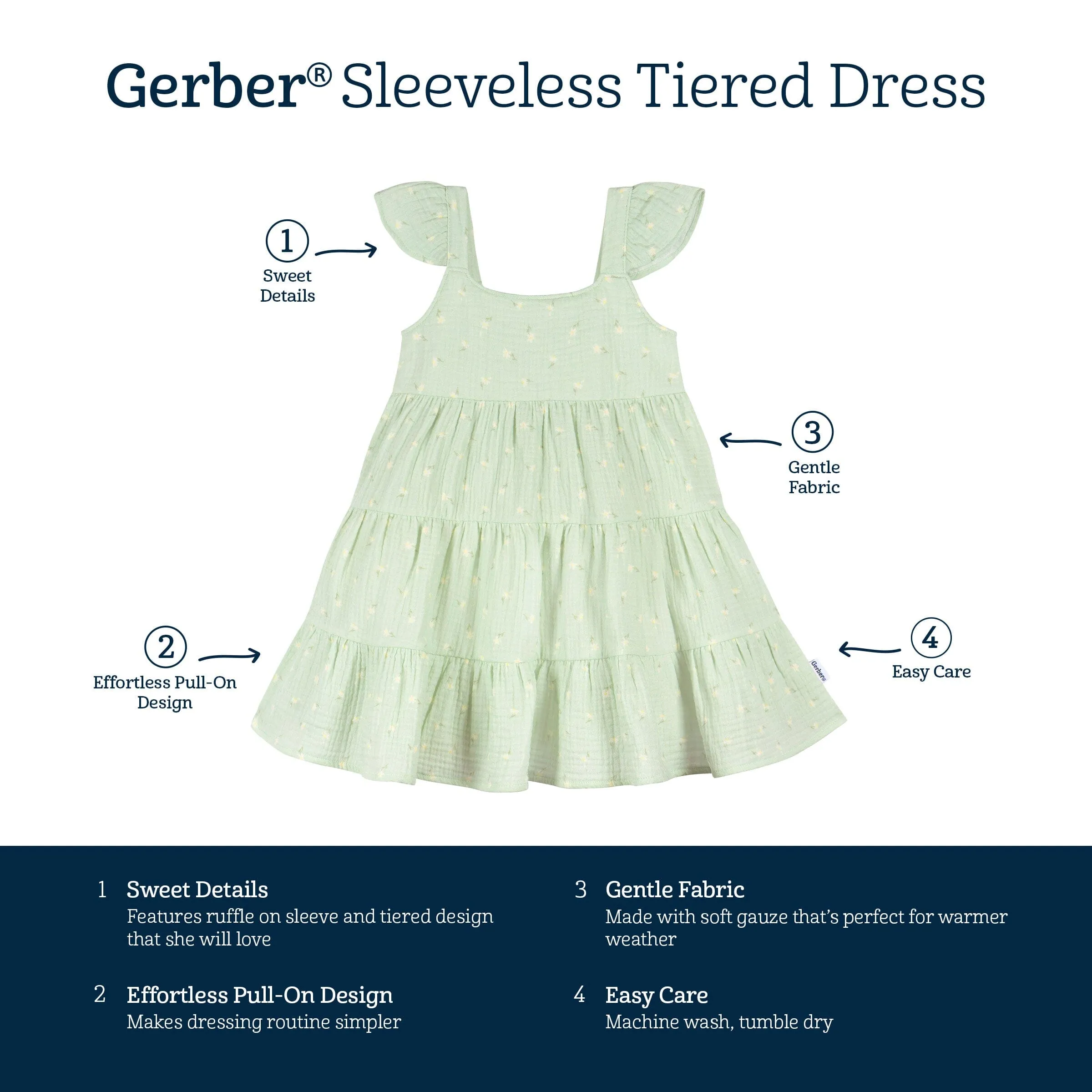 Toddler Girls Pick-A-Daisy Tiered Cotton Gauze Dress Gerber Childrenswea