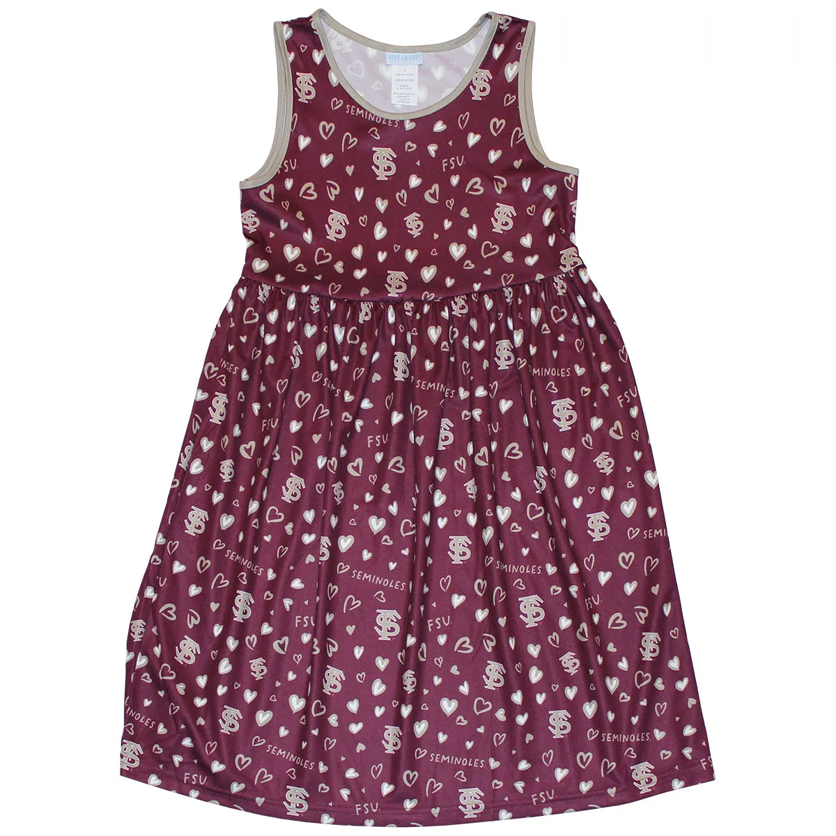 Vive La Fete Girl's Interlocking FS Heart Design Tank Dress - Garnet
