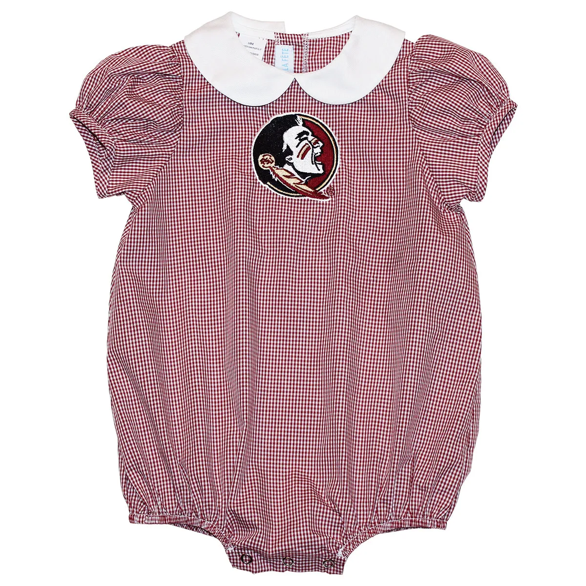 Vive La Fete Infant Seminole Logo Mini Check Puff Sleeves Bubble - Garnet/Gold