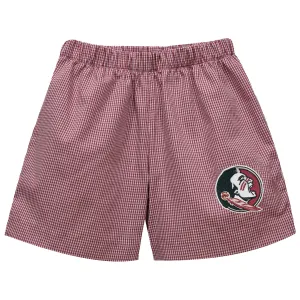 Vive La Fete Infant/Toddler Boys Seminole Logo Mini Check Short - Garnet/White