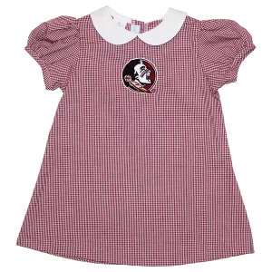 Vive La Fete Infant/Toddler Seminole Logo Mini Check A-Line Dress - Garnet/Gold