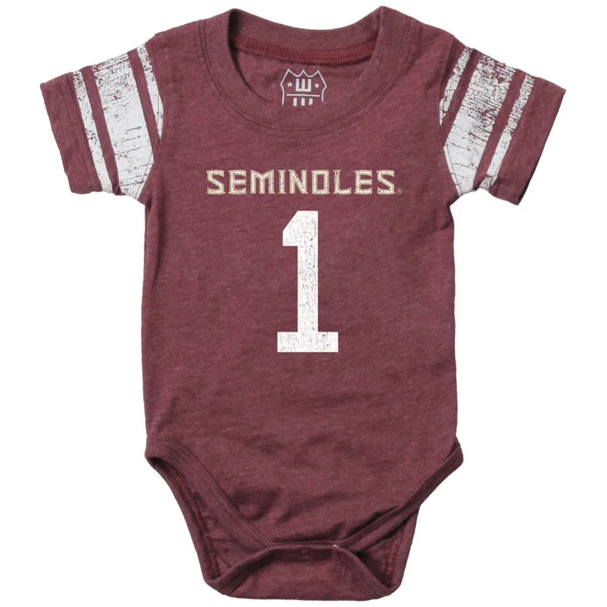 Wes & Willy Infant Seminoles #1 Short Sleeve Football Jersey Onesie - Garnet