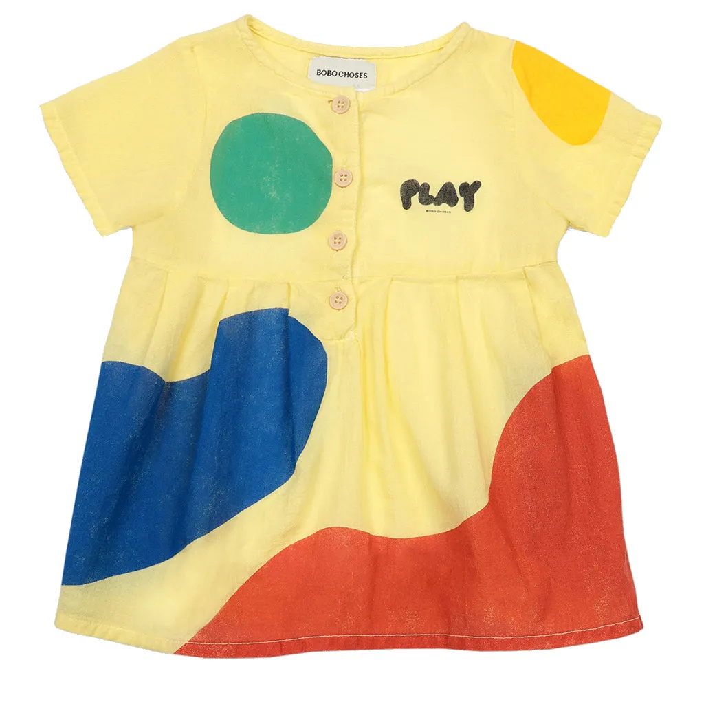 Yellow Play Landscape Buttoned Dress